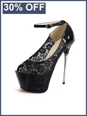 Women's Lace Flower Strappy Hollow Stiletto High Heels Sandals